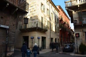 Buildings near Arche Scaligere in Verona, Italy