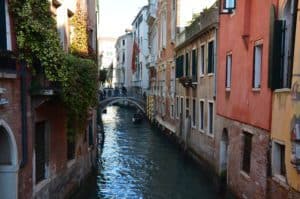 Looking down a canal near Campo Santa Maria Formosa in Venice, Italy