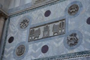 Decorations on the north side at the Basilica di San Marco in Venice, Italy