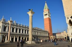 Columns on Piazzetta di San Marco in Venice, Italy