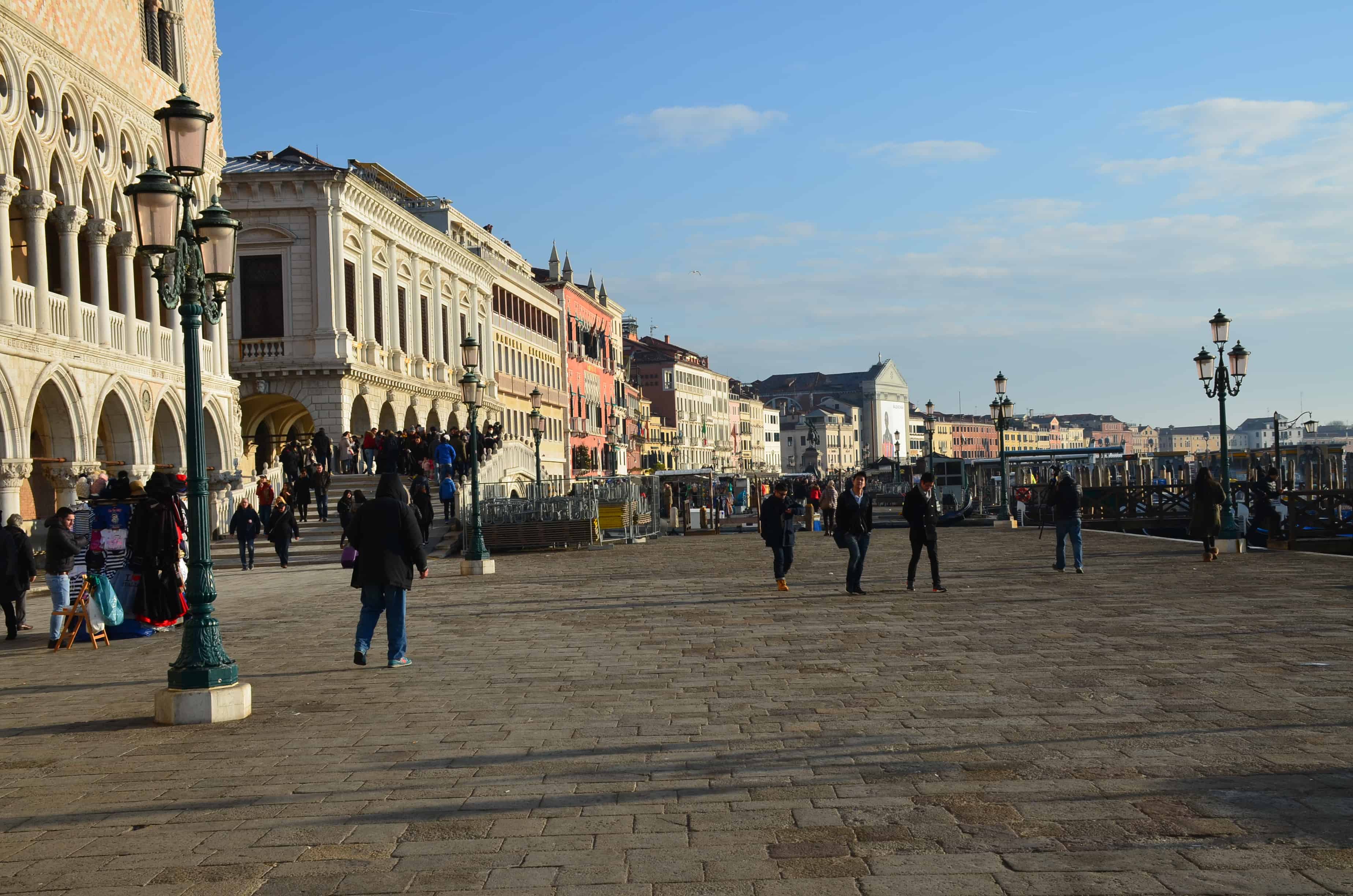 Looking down the Riva degli Schiavoni towards Castello in Venice, Italy