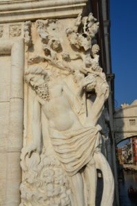 Corner sculpture of the Palazzo Ducale in Venice, Italy