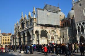 Looking at the church from the south at the Basilica di San Marco in Venice, Italy