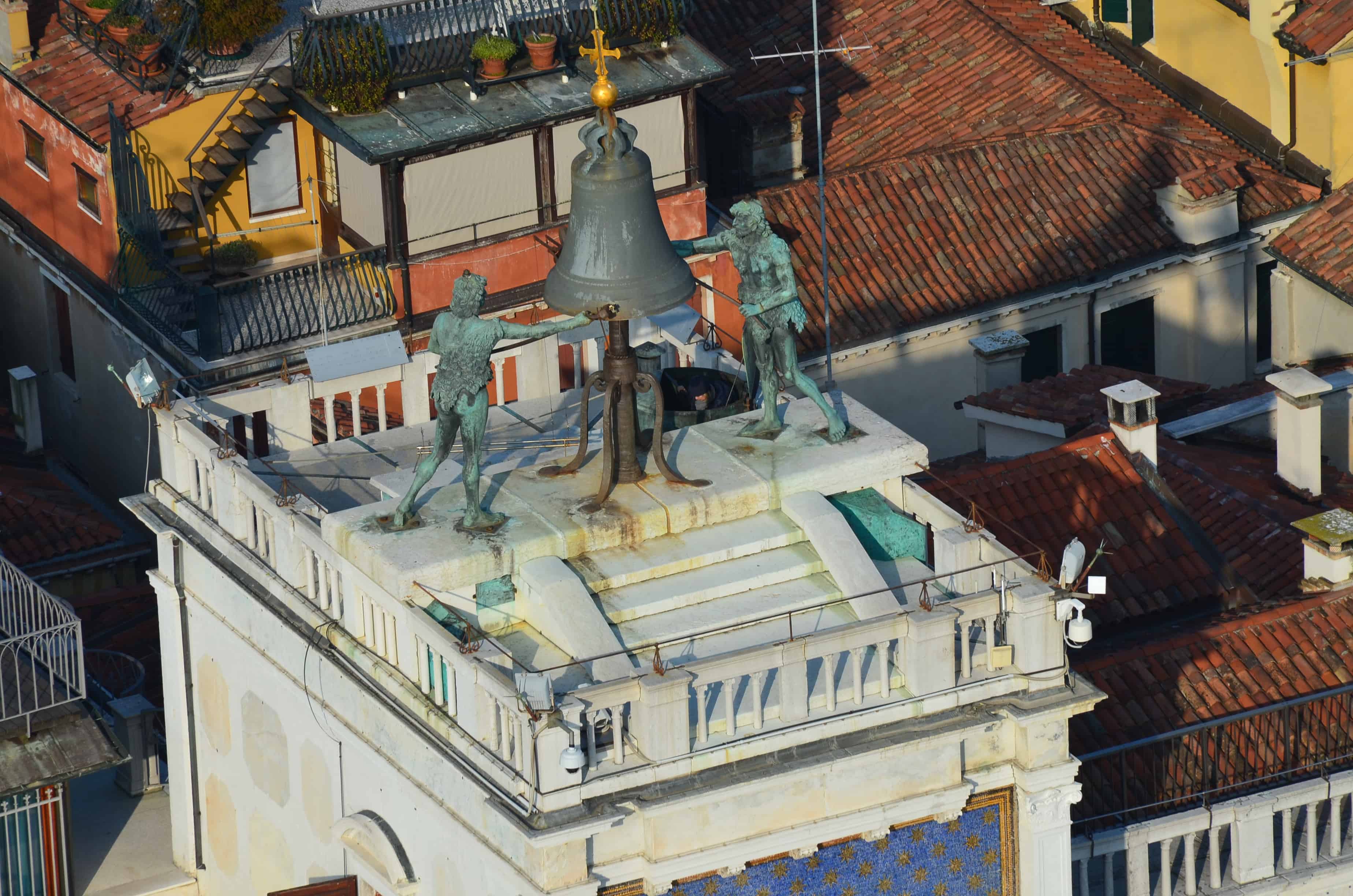 Clock Tower from Saint Mark's Campanile in Venice, Italy