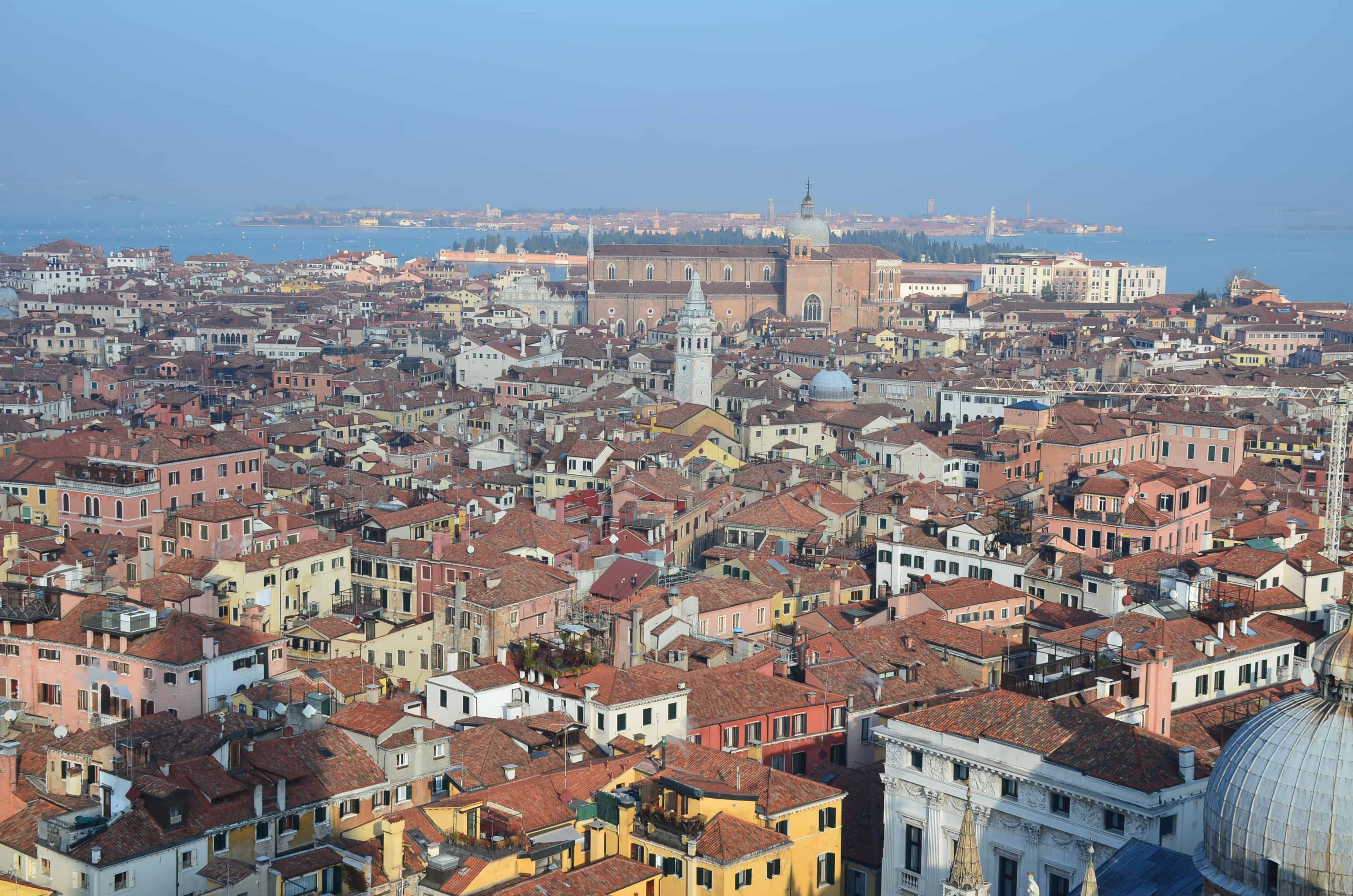 Zanipolo in the distance from Saint Mark's Campanile in Venice, Italy