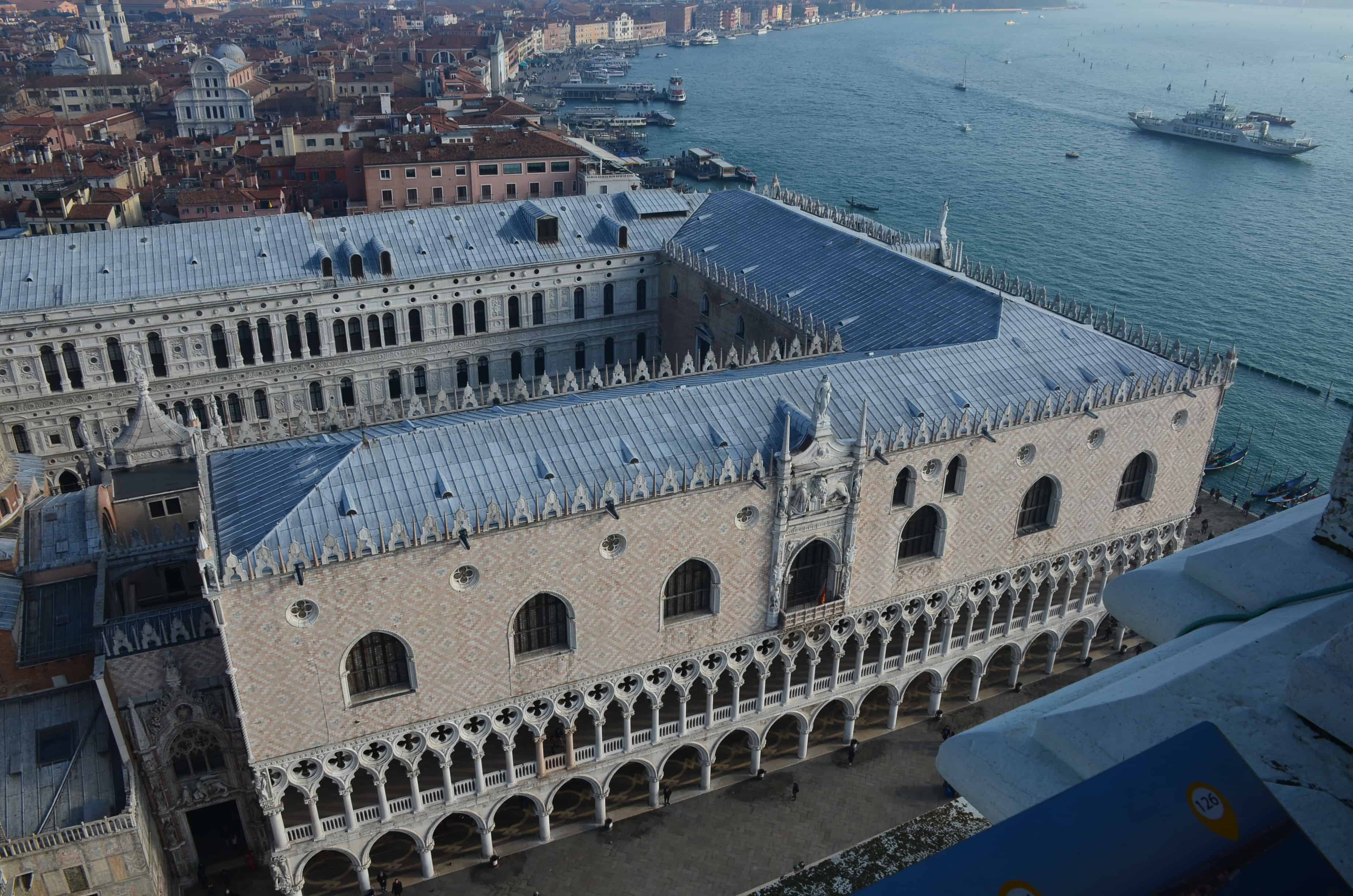 Doge's Palace from Saint Mark's Campanile in Venice, Italy