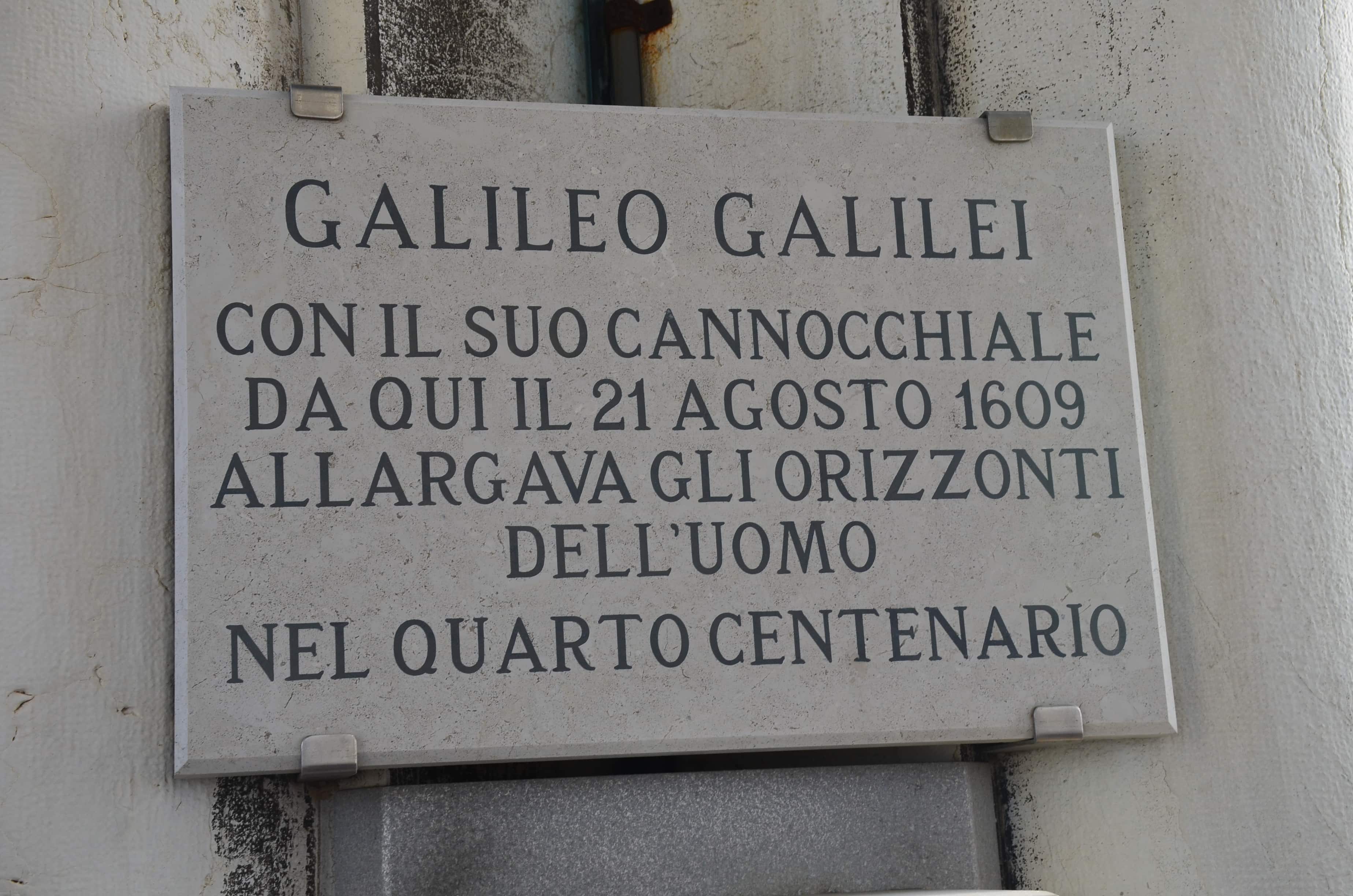 Galileo plaque on Saint Mark's Campanile in Venice, Italy