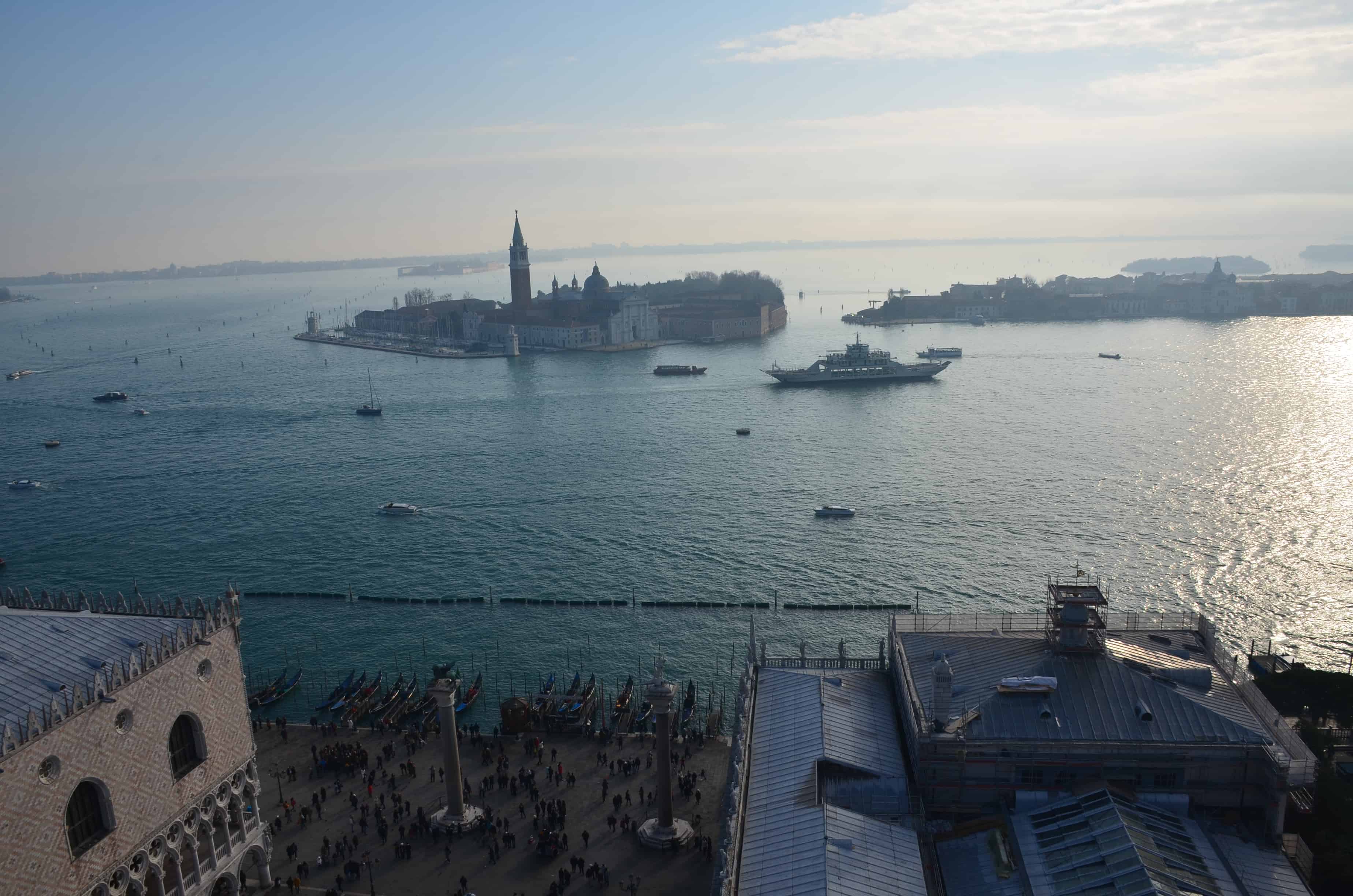 Looking to the south from Saint Mark's Campanile in Venice, Italy