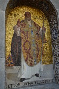 Mosaic of Saint Nicholas at the Basilica di San Marco in Venice, Italy