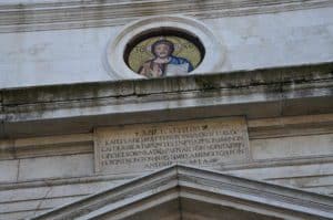 Small mosaic of Christ at Chiesa di San Giorgio dei Greci in Venice, Italy