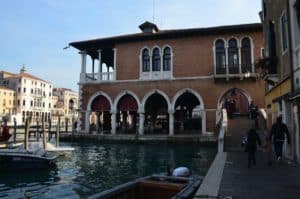 Fish market building at Mercato di Rialto in Venice, Italy