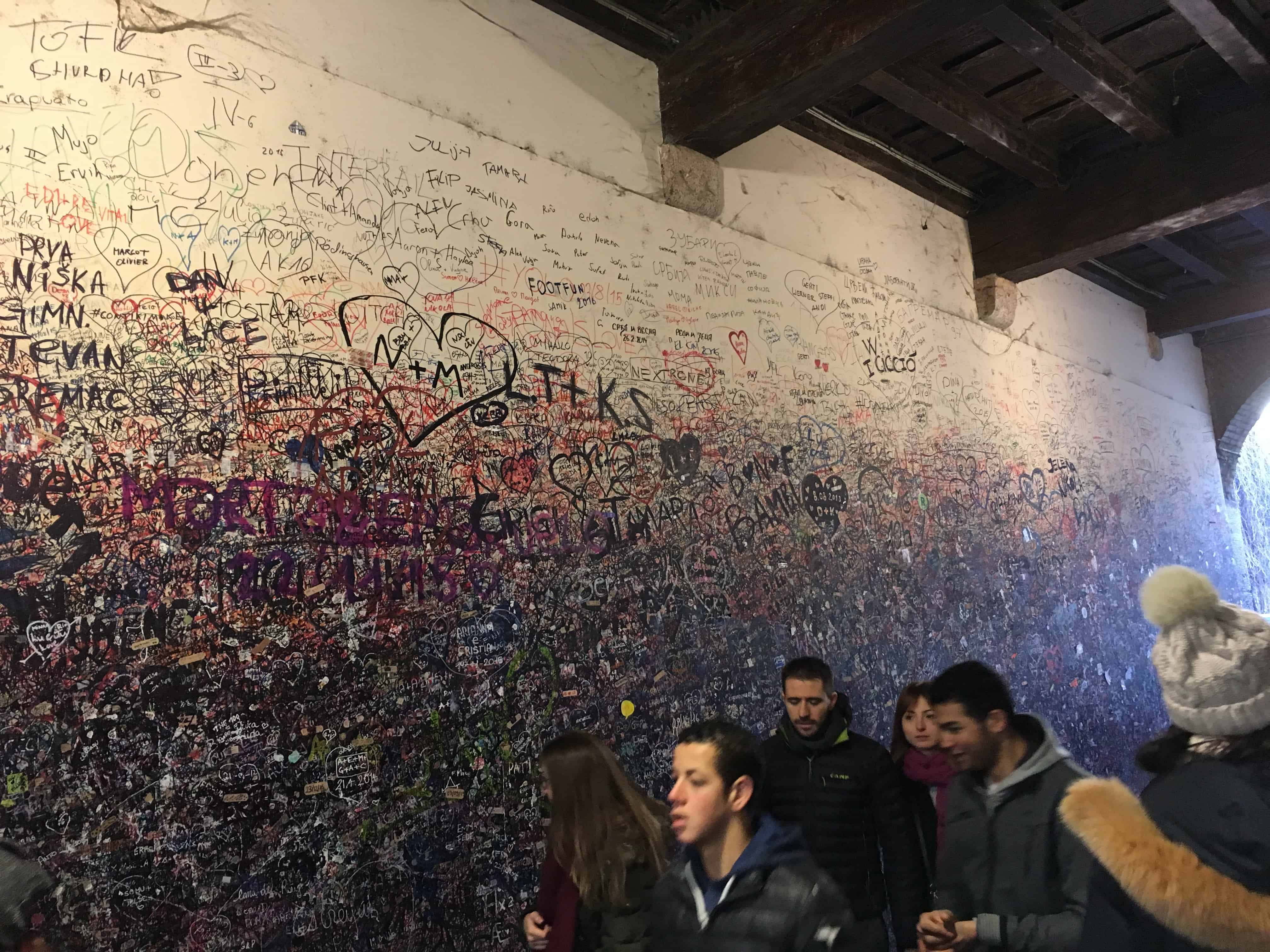 Love notes in the corridor at Juliet's House in Verona, Italy