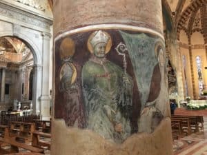 Fresco on a column at Basilica of Saint Anastasia in Verona, Italy