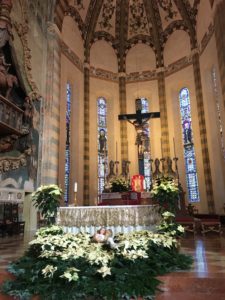 Main altar at Basilica of Saint Anastasia in Verona, Italy
