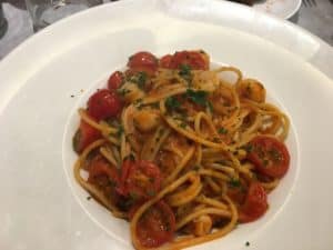 Spaghetti with grilled jumbo prawns? at Ristorante da Sabrina in Venice, Italy