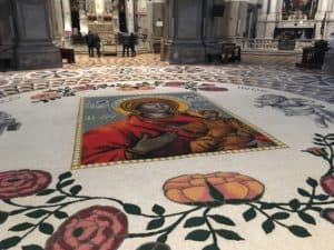 Floor of the central nave at Basilica di Santa Maria della Salute in Venice, Italy