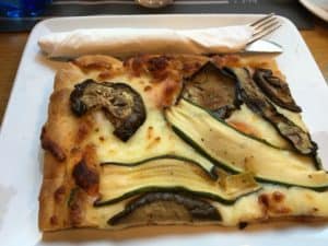 Zucchini and eggplant pizza at Majer in Venice, Italy