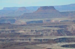 Ekker Butte (front) and Elaterite Butte (rear) at Green River Overlook in Canyonlands National Park, Utah