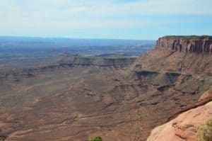 Looking to the right at Grand View Point Overlook at Canyonlands National Park in Utah
