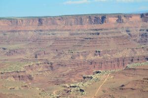 Looking towards Dead Horse Point State Park at the Shafer Trail Viewpoint at Canyonlands National Park in Utah