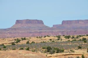 Junction Butte (left) and the end of the Grand View Point Trail (right) on the Pothole Point Trail at Canyonlands National Park in Utah
