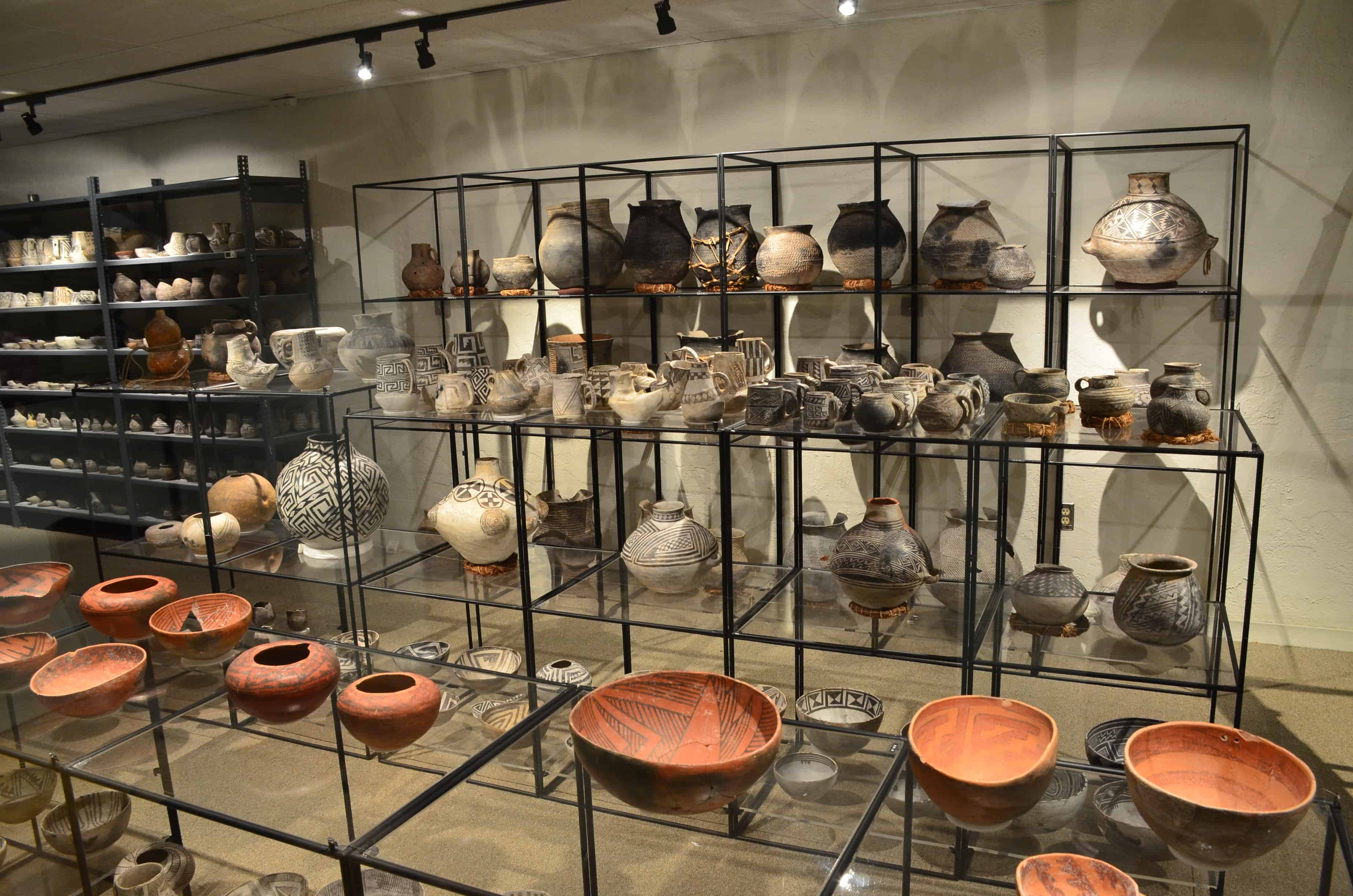 Pottery collection at Edge of the Cedars State Park Museum in Blanding, Utah