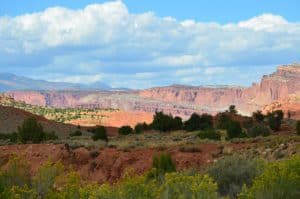 View from a pullout along Capitol Reef Scenic Drive at Capitol Reef National Park in Utah