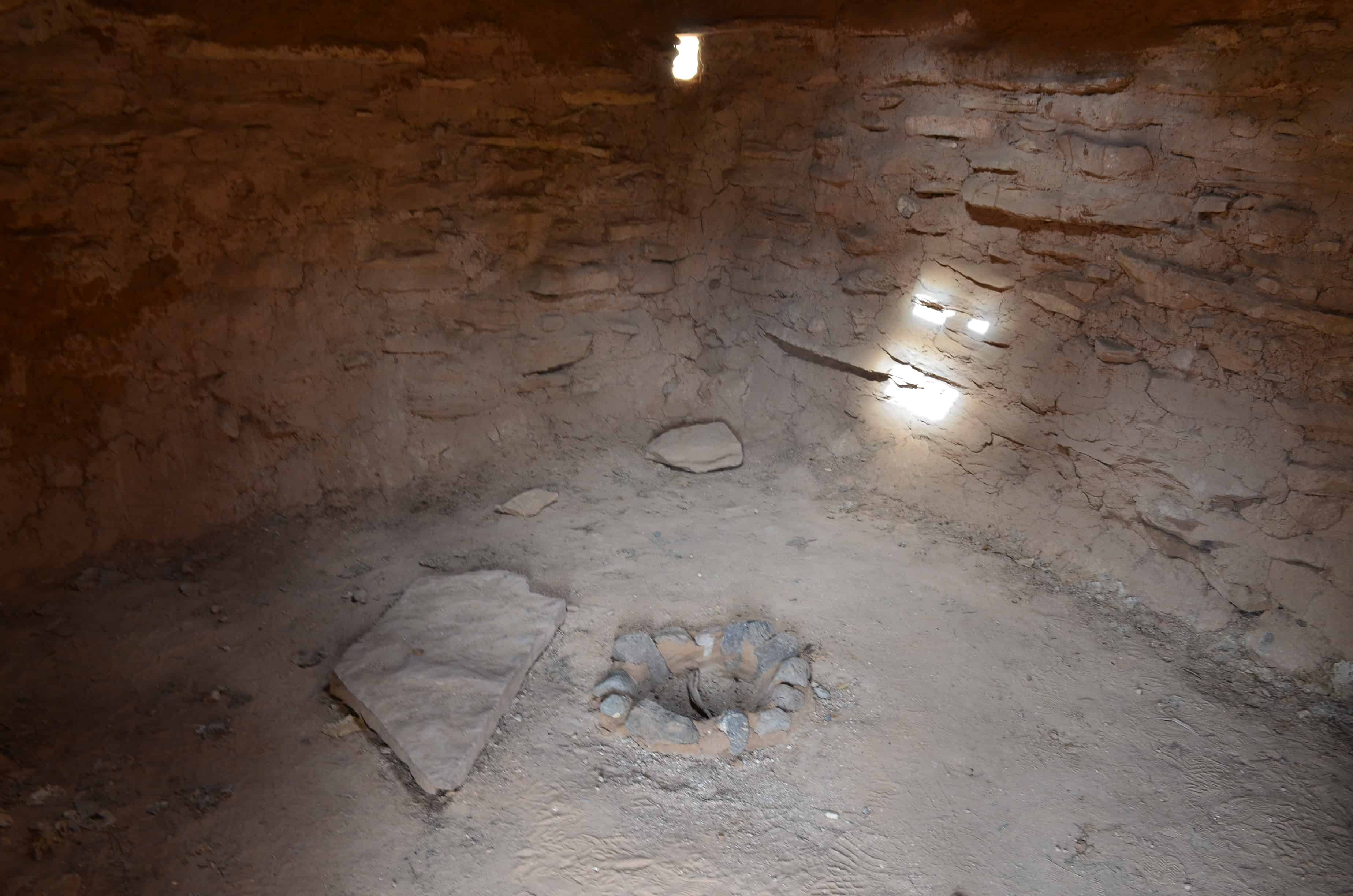 Inside the replica dwelling at Anasazi State Park Museum in Boulder, Utah