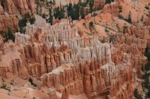 Hoodoos in the Bryce Amphitheater at Inspiration Point at Bryce Canyon National Park in Utah