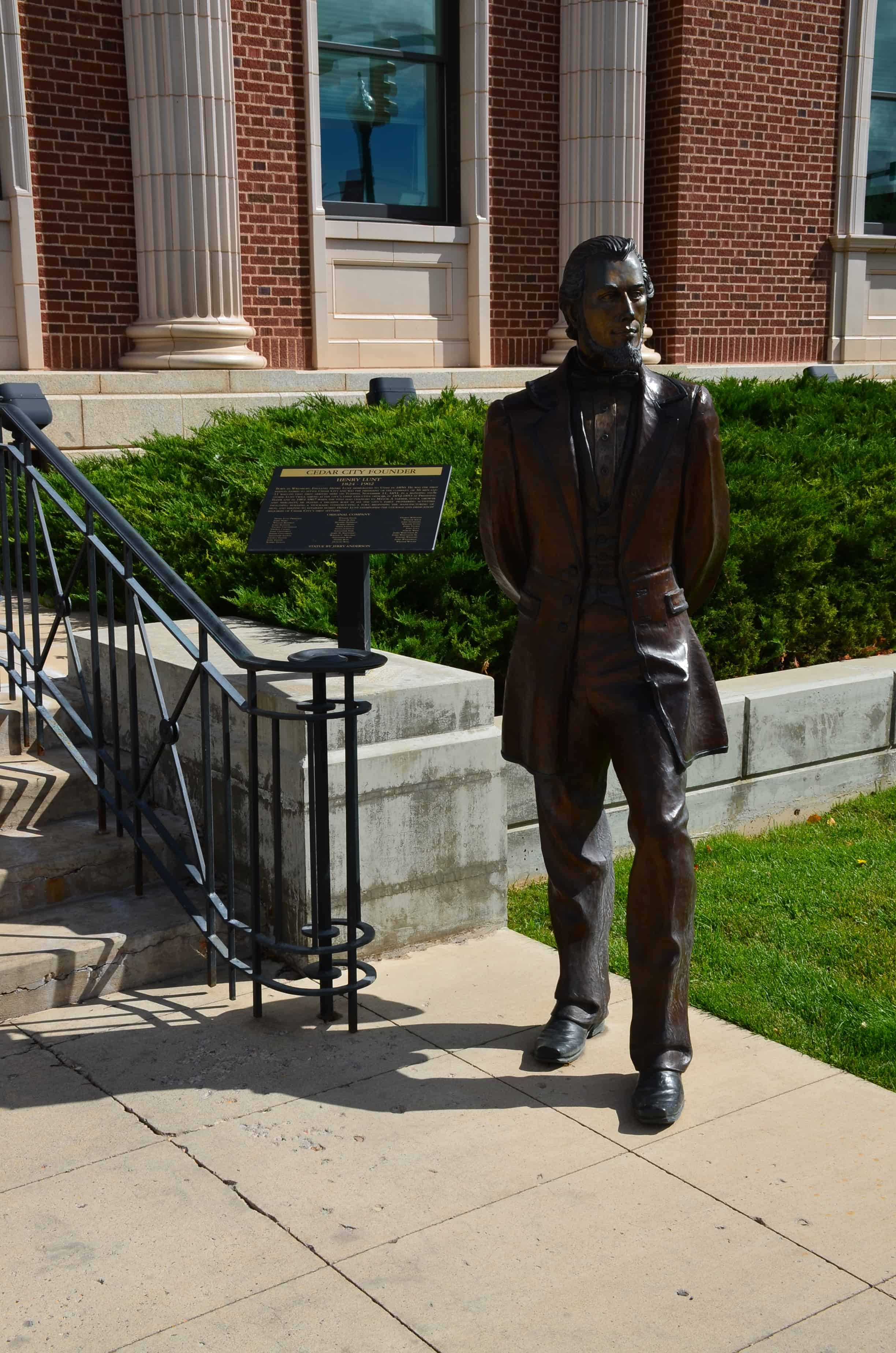 Statue of Henry Lunt in front of the city offices in Cedar City, Utah