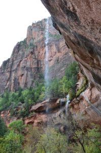 Waterfall on the Emerald Pools Trail at Zion National Park in Utah