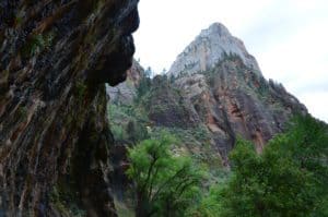 View from the trail on the Weeping Rock Trail at Zion National Park in Utah