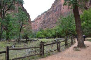 Beginning of the trail on the Riverside Walk at Zion National Park in Utah