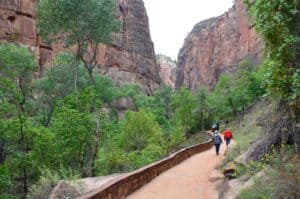 The trail on the Riverside Walk at Zion National Park in Utah