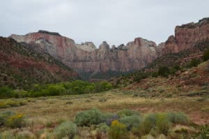 Towers of the Virgin at the Zion Human History Museum at Zion National Park in Utah