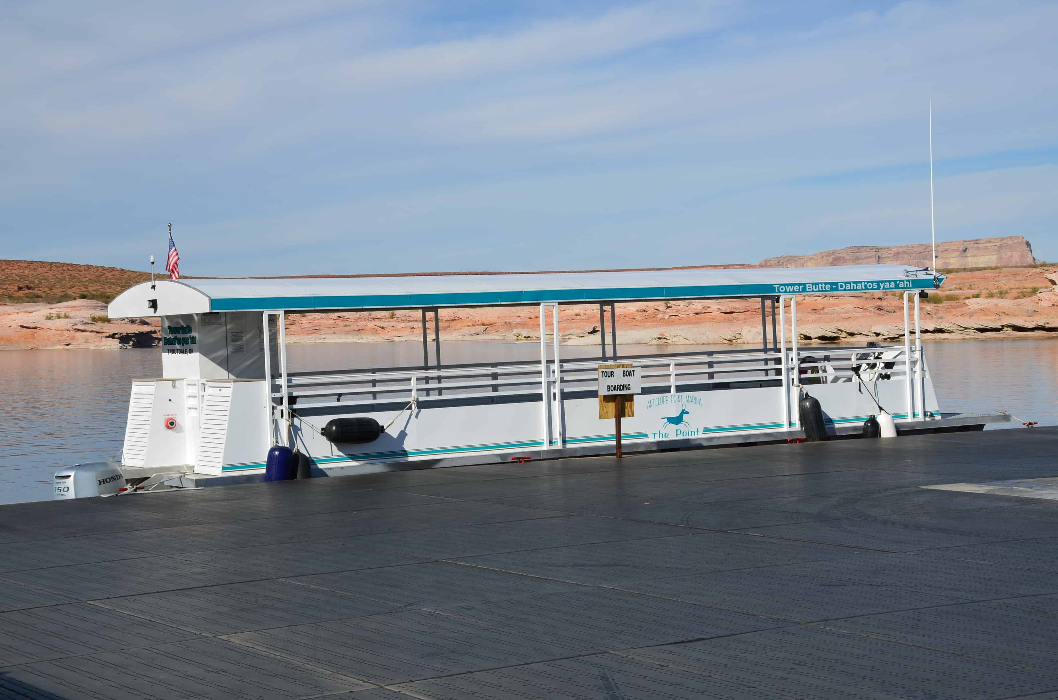 The boat at Antelope Point Marina in Glen Canyon National Recreation Area in Arizona