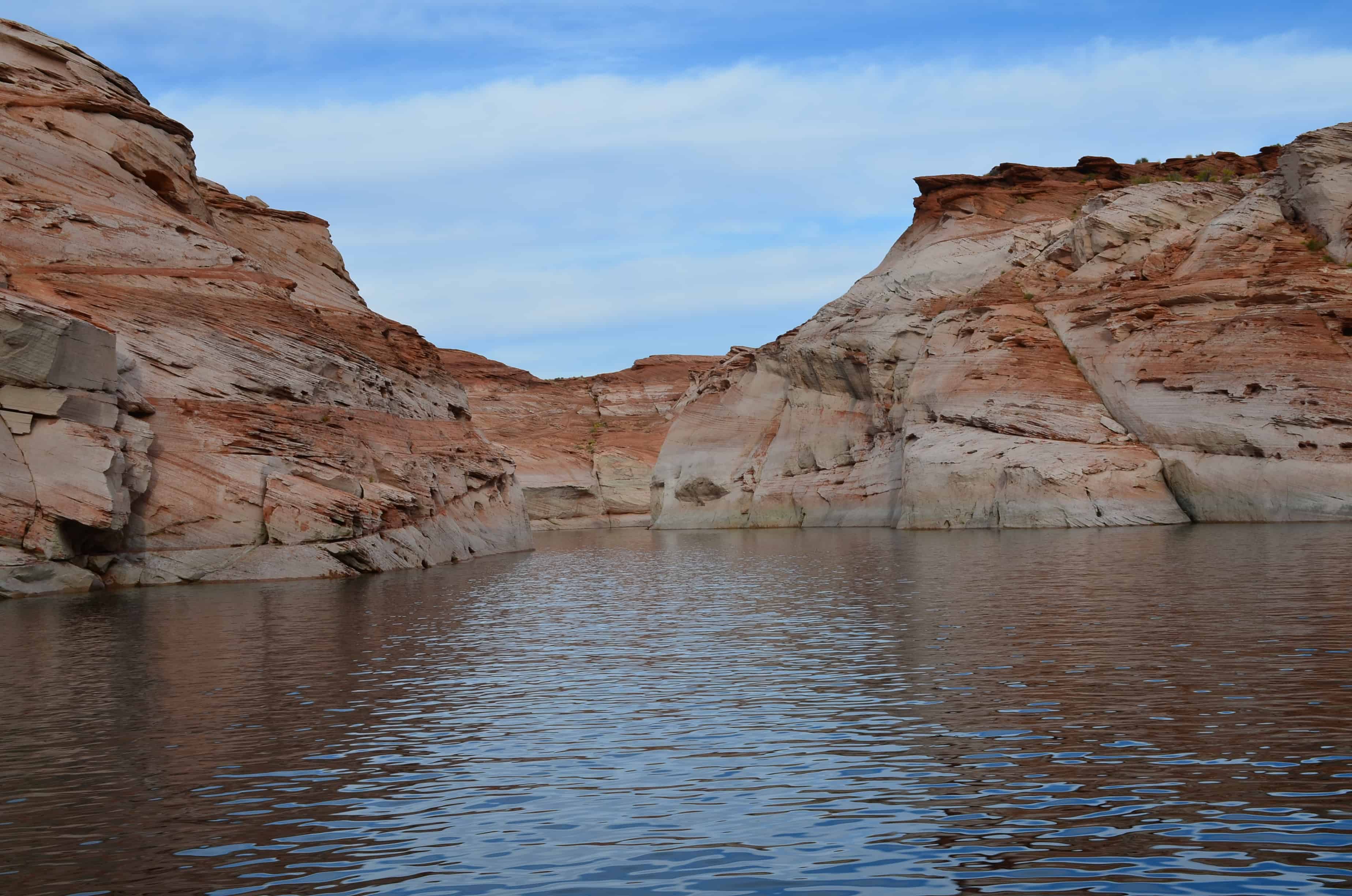 Approaching the canyon on Lake Powell at Glen Canyon National Recreation Area in Arizona