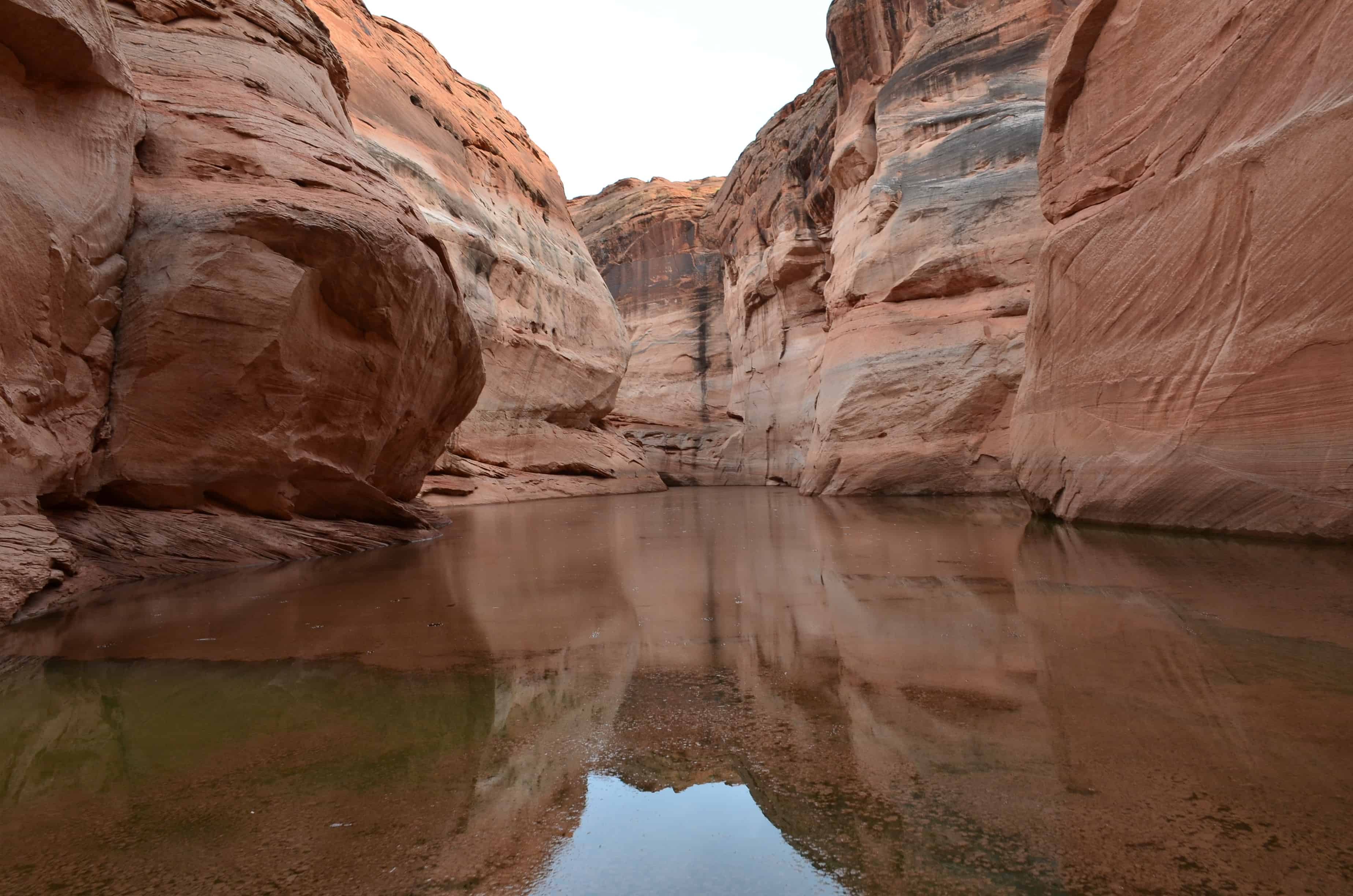 Near the water's end at Antelope Canyon on Lake Powell at Glen Canyon National Recreation Area in Arizona