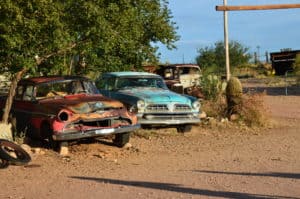 Rusting classic cars at Hackberry General Store in Hackberry, Arizona