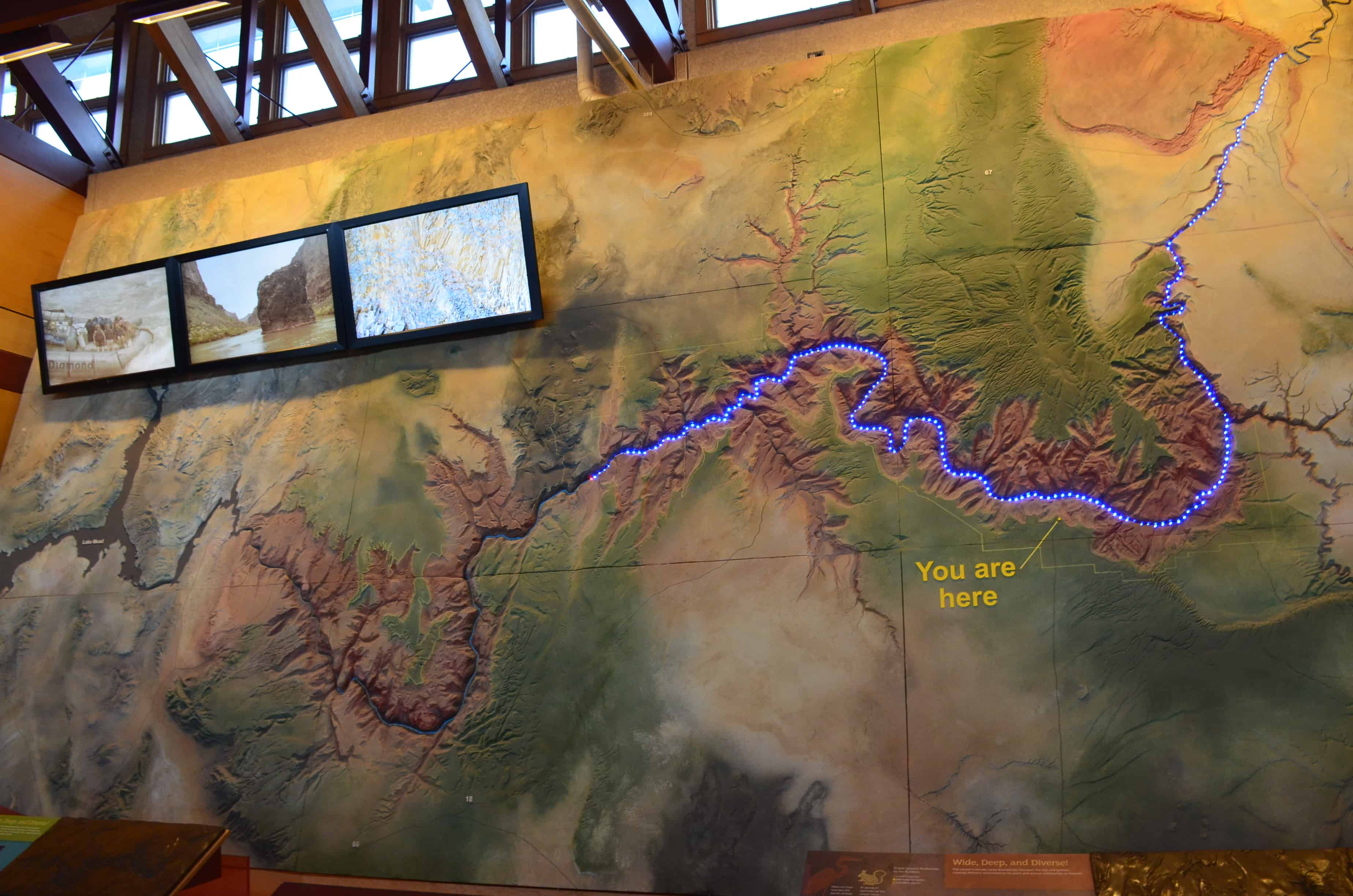 Map of the canyon at the Grand Canyon Visitor Center at Grand Canyon National Park in Arizona