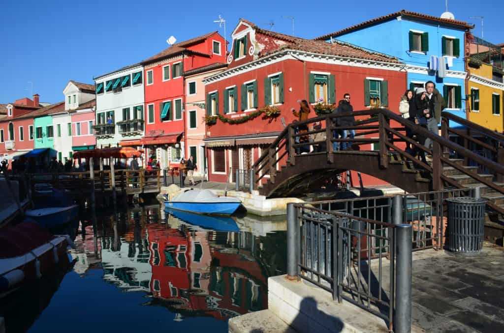 Bridge over one of the canals in Burano, Italy