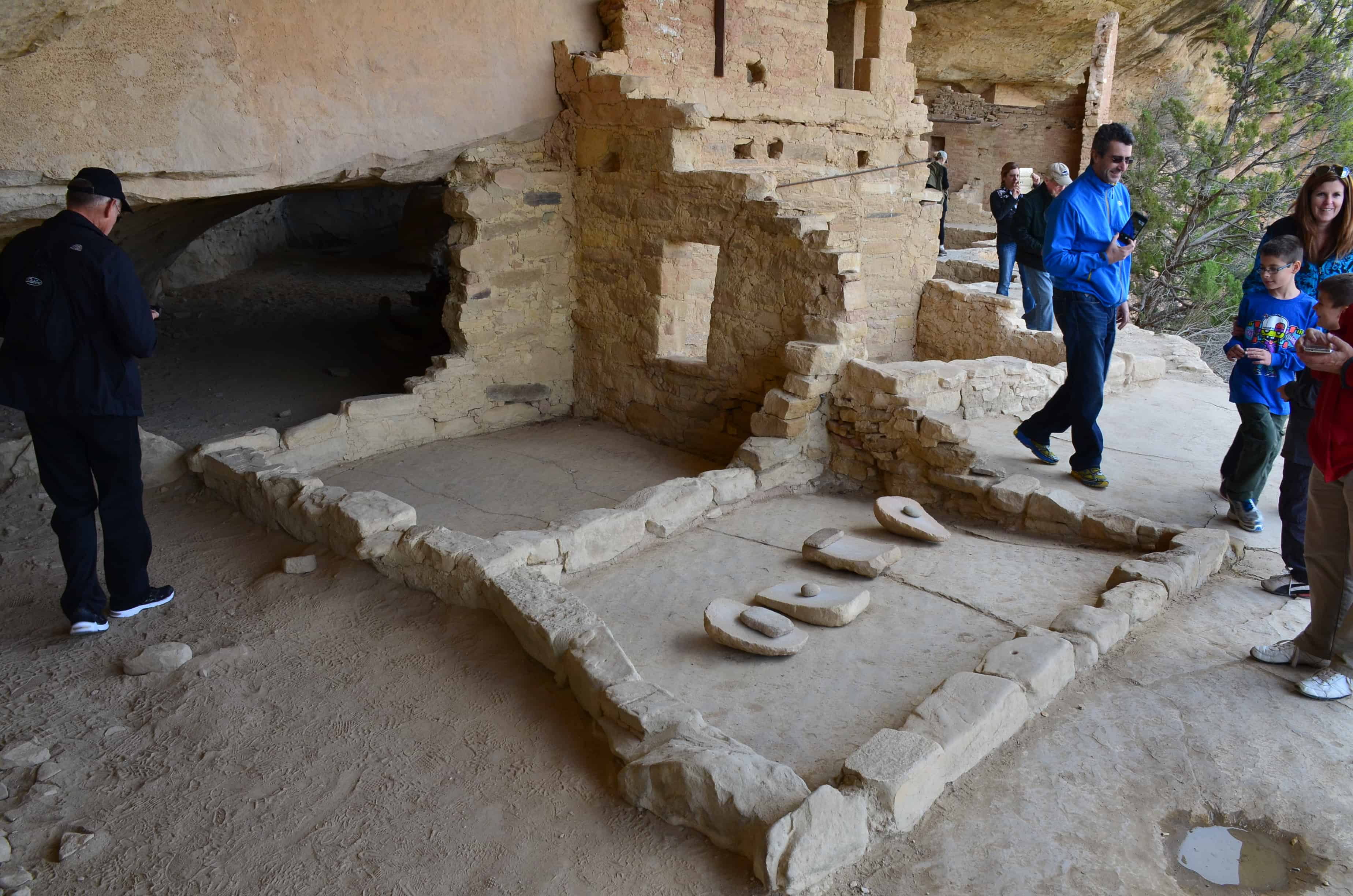 Grinding stones on the Balcony House tour at Mesa Verde National Park in Colorado