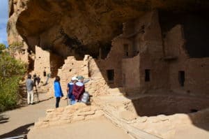 Visiting the ruins at Spruce Tree House at Mesa Verde National Park in Colorado