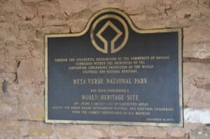 UNESCO plaque at Chapin Mesa Archaeological Museum at Mesa Verde National Park in Colorado