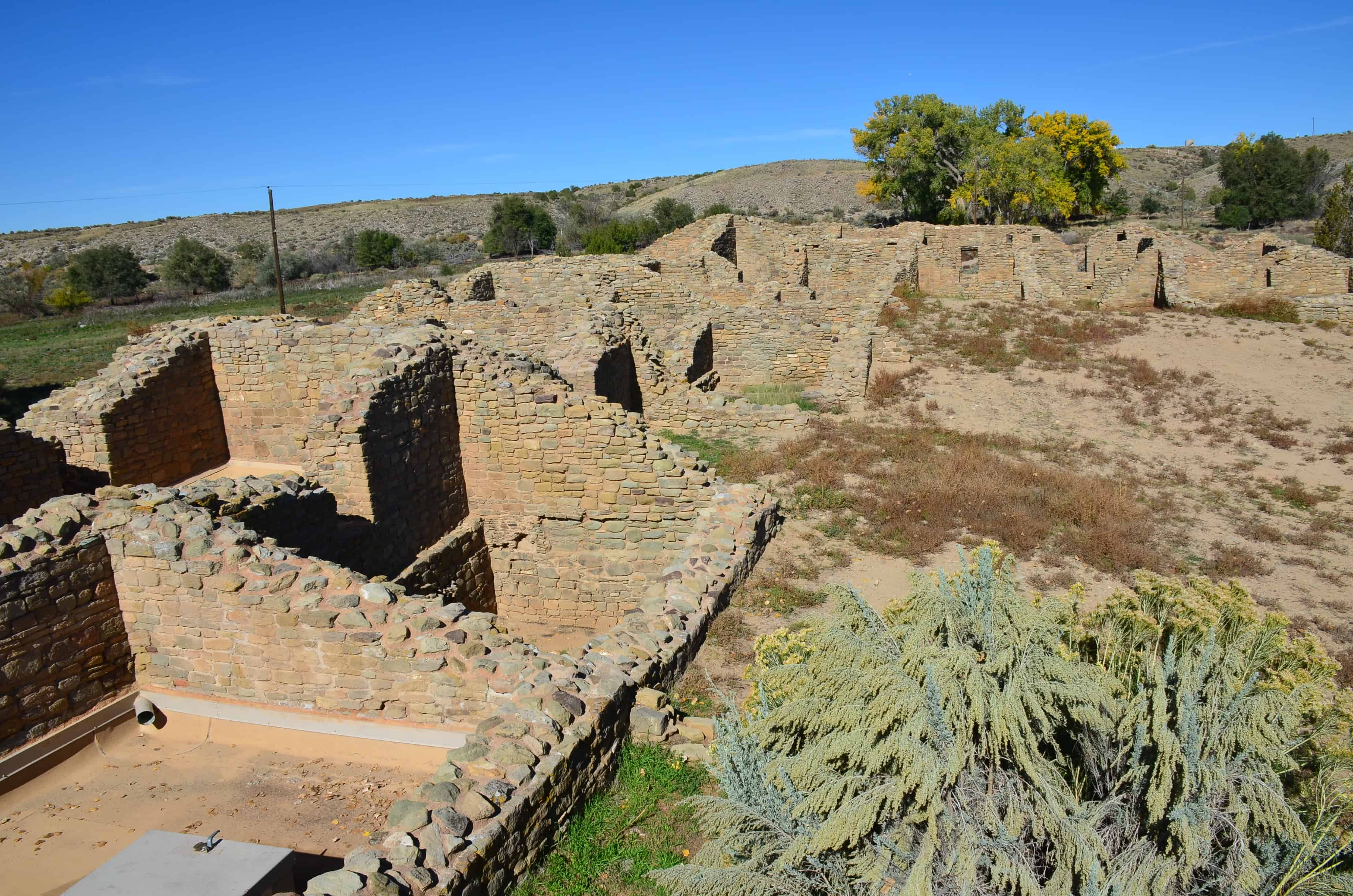 View of the ruins at Aztec West at Aztec Ruins National Monument in New Mexico