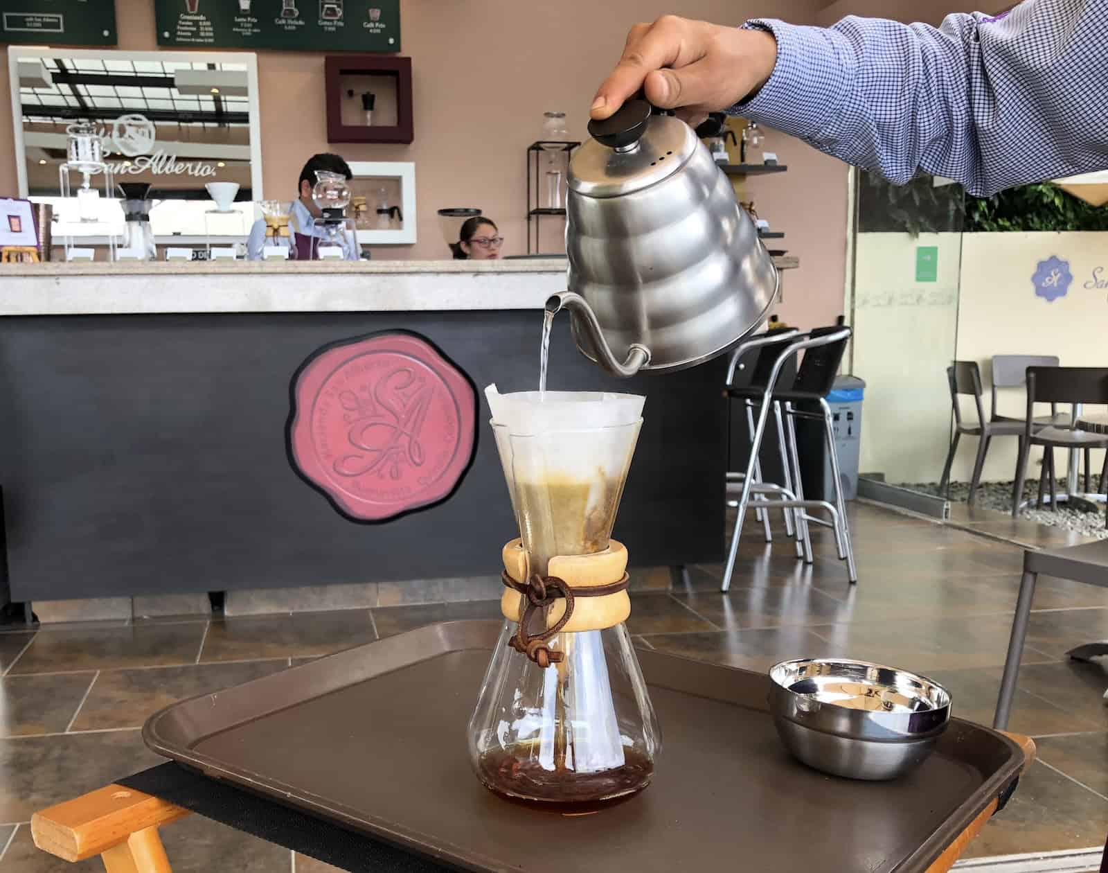 Chemex at Café San Alberto in Buenavista, Quindío, Colombia