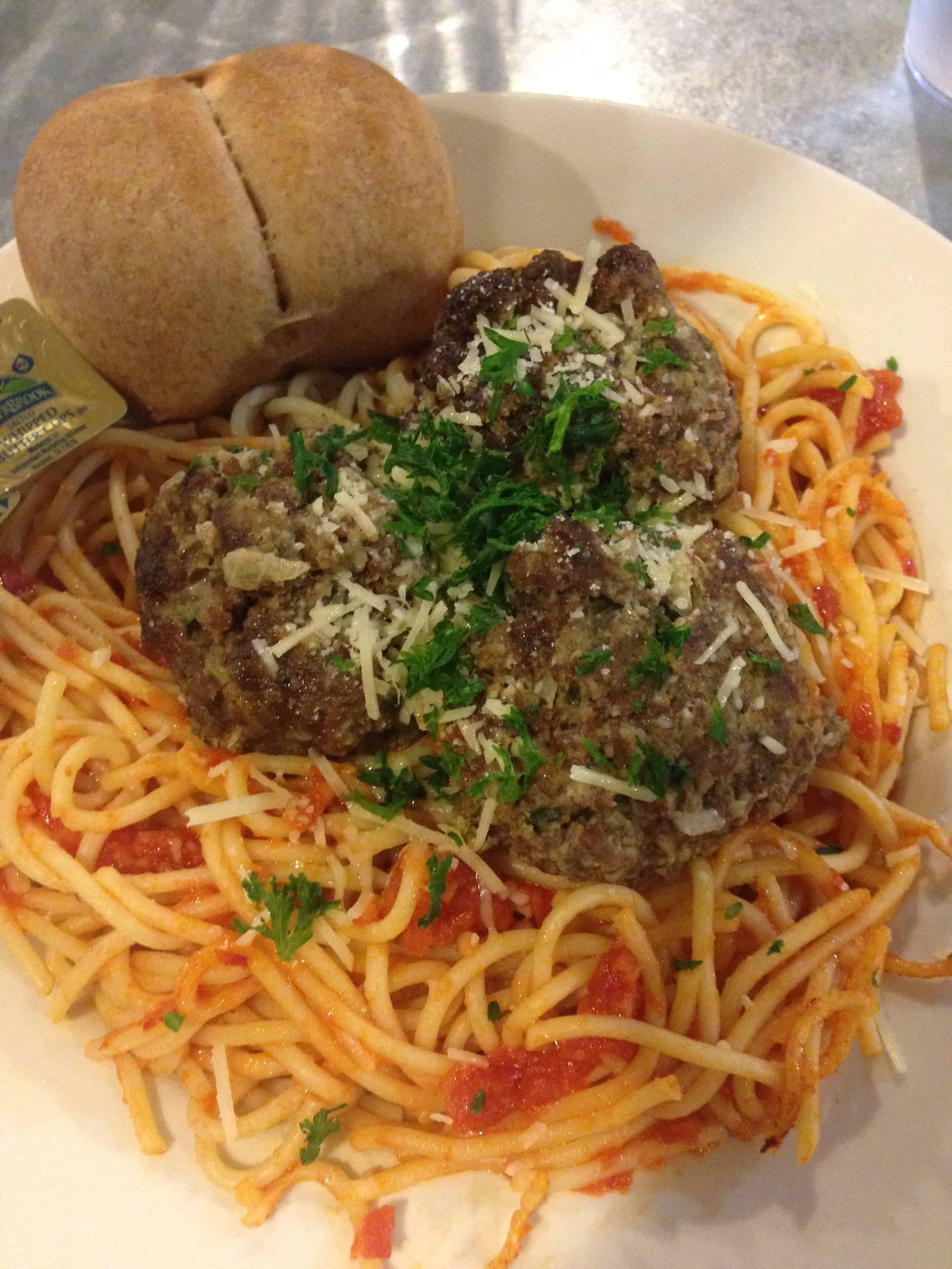 Spaghetti and meatballs dinner at Zion Ponderosa Ranch Resort in Utah