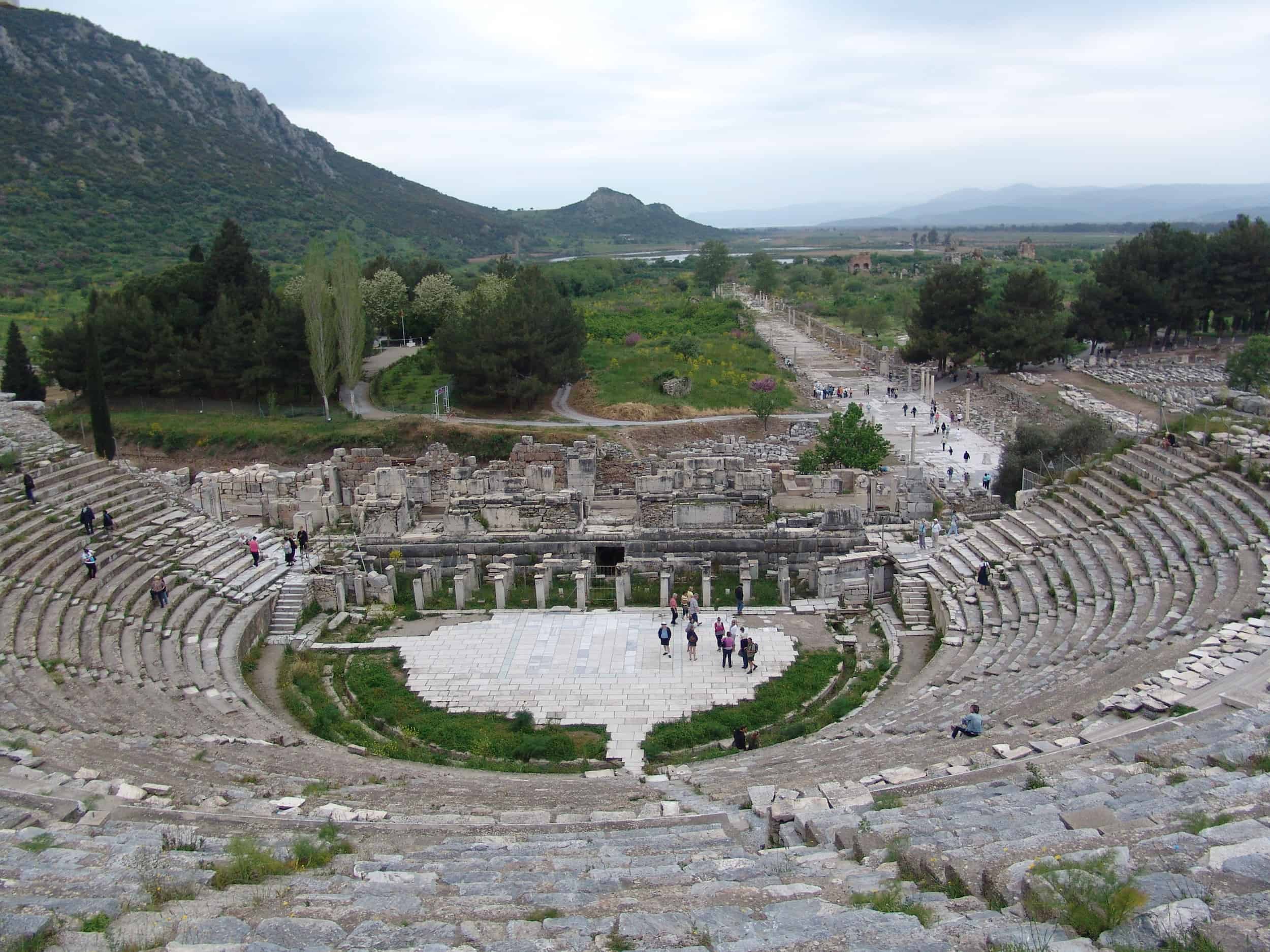 Looking towards the harbor at the Great Theatre of Ephesus