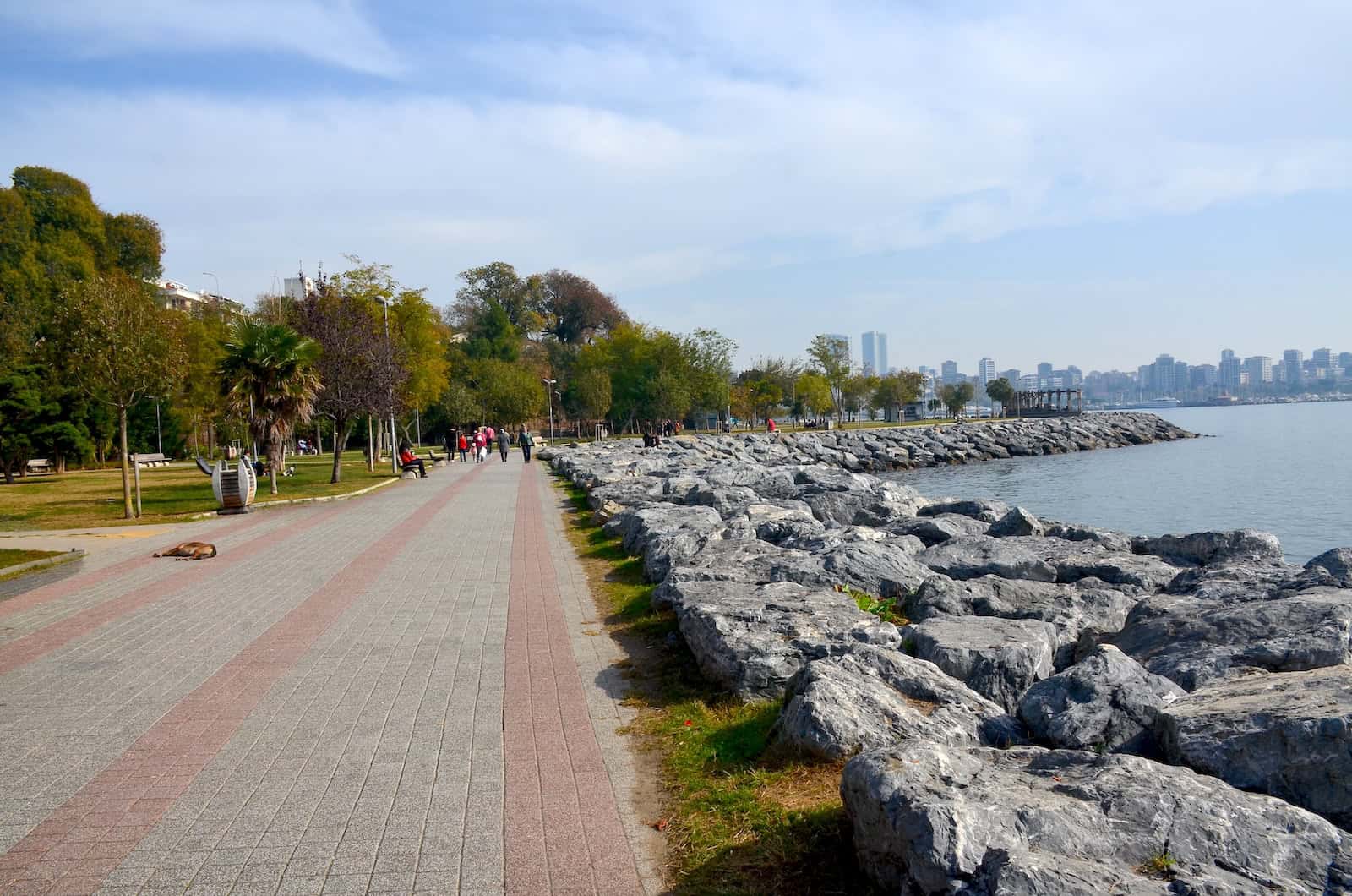 Path along the shore of Moda Seaside Park in Moda, Istanbul, Turkey