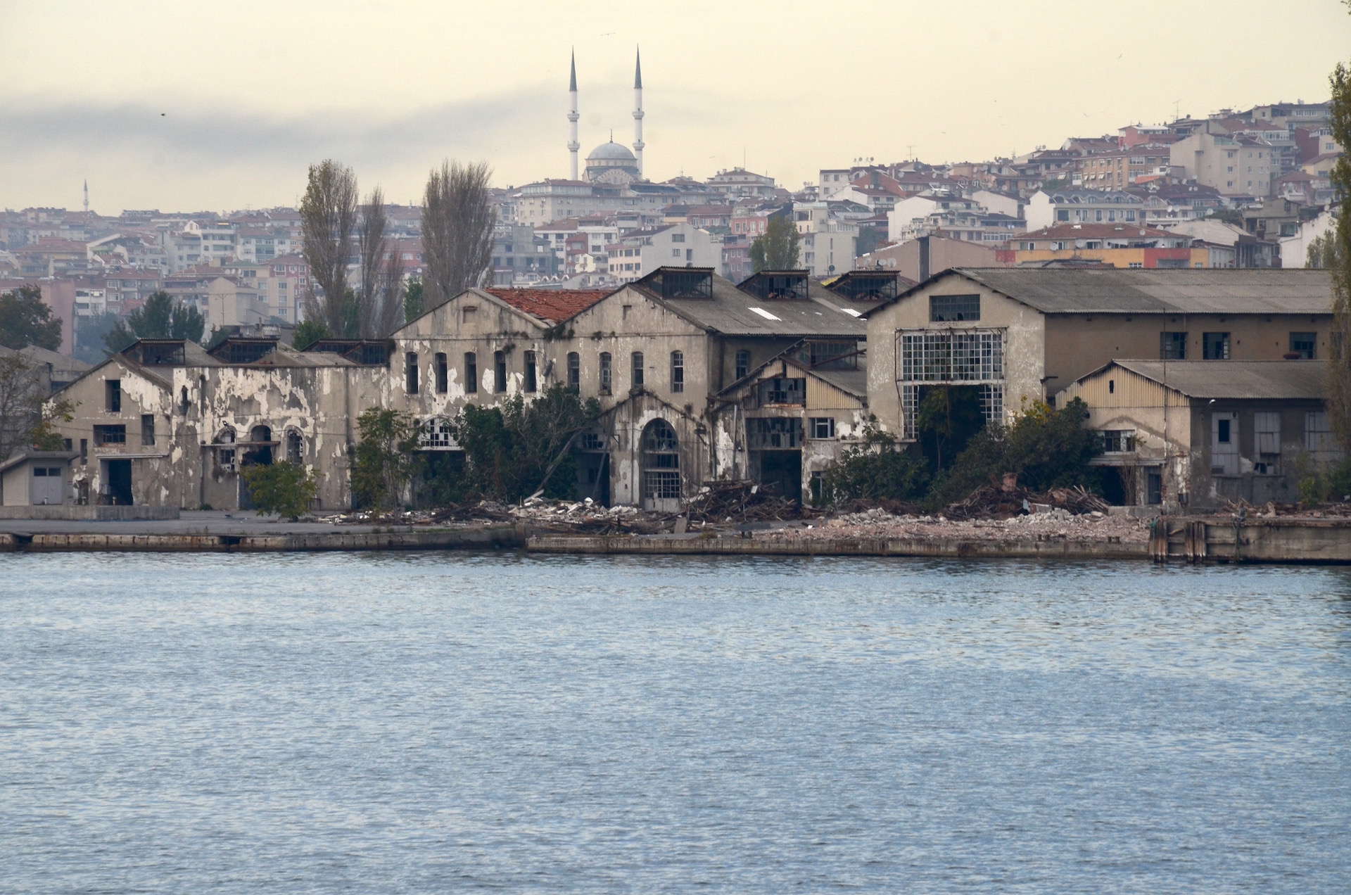 Crumbling buildings at the Imperial Shipyard in Istanbul, Turkey